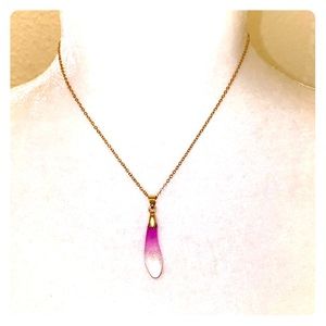 Make A Wish Necklace Clear/Pink with Gold Flecks